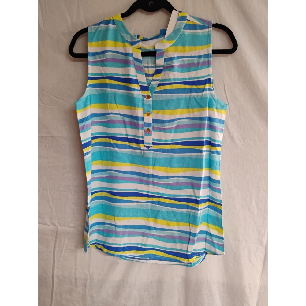 New FRESH Women's Top Size Small Sleeveless V Neck Striped Multicolored